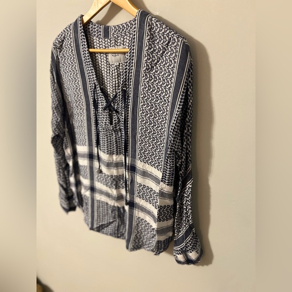 Rails x Anthropologie Lily Sapphire Jacquard Blue Baja Top Medium - Picture 3 of 8